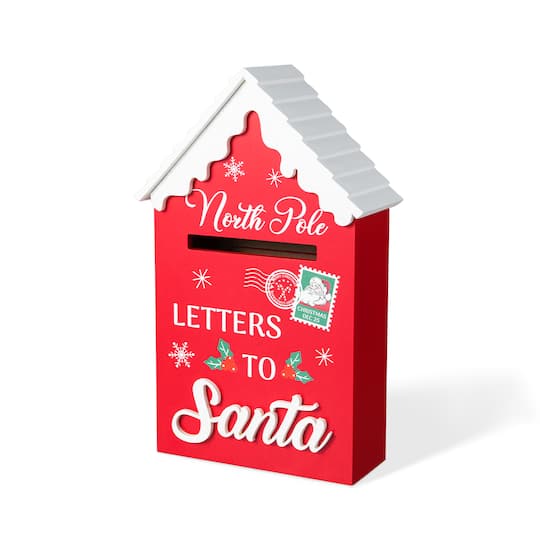 Glitzhome® 14" Christmas Wooden Mailbox Table Décor
